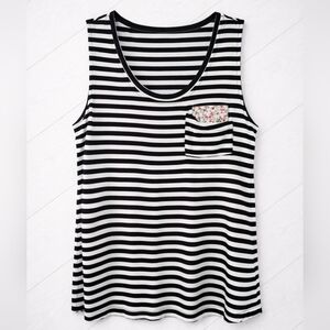 🩷 Nanette Lepore Navy Blue and White Striped Tank Top - size Medium